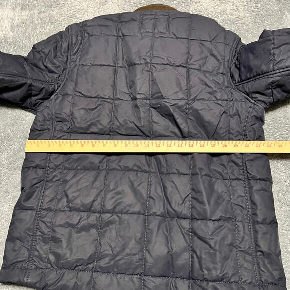 Lands End Puffer Coat Mens Medium Blue Quilted Snap Coat - Picture 5 of 9